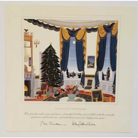 1997 President Bill & Hillary Clinton White House Christmas Card w/ Envelope 