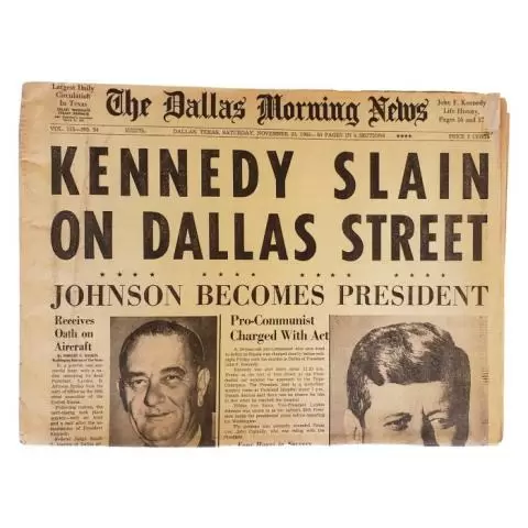 Original and authentic Dallas Morning News newspaper from November 