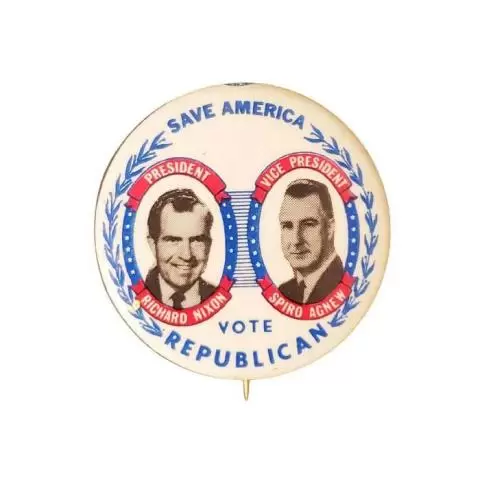 Nixon Agnew 1968 Presidential Campaign Button Pin Save America Vote Republican 