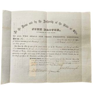 1864 John Brough Governor of Ohio Signed Appointment Certificate