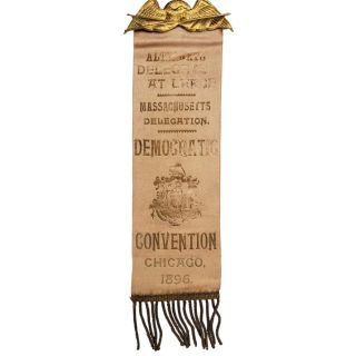 1896 Scarce Democratic National Convention Alternate Delegate Massachusetts Badge