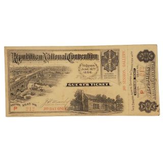 1896 Repubican National Convention Guest Ticket WIth Stub