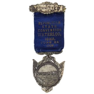 1908 Iowa Republican State Convention Badge