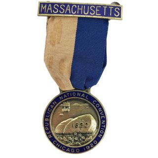 1920 Republican Convention Massachusetts Badge - Harding Coolidge