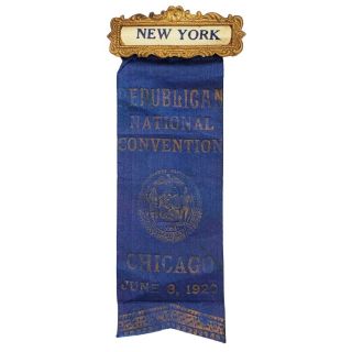 1920 Scarce Republican National Convention New York Delegation Badge