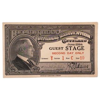 1924 Republican National Convention Special Stage Ticket 