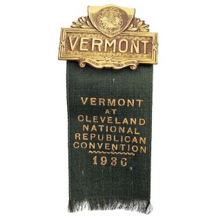 1936 Scarce Republican National Convention in Cleveland Ohio -  Vermont Delegation Ribbon Badge - Alf Landon