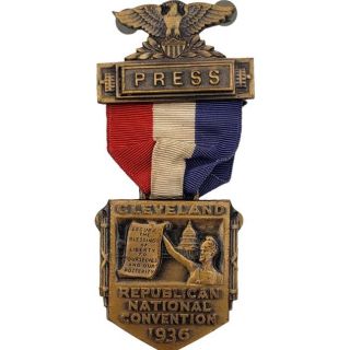 1936 Republican National Convention Press Badge - Alf Landon