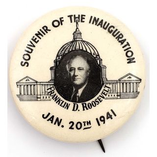 1941 Franklin D Roosevelt Inauguration Button