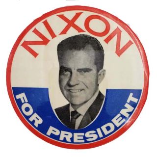 1960  Richard Nixon For President 3.5" Campaign Button