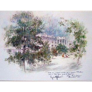 1964 Lyndon Johnson Limited Edition White House Staff Christmas Gift Print Card