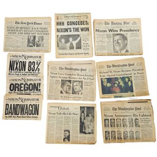 1968 Richard Nixon Campaign & Inaugural Newspapers Collection of 10 Different