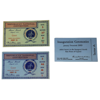 1968 Republican National Convention Tickets & 1969 Inaugural Ceremonies Ticket - Set of 3