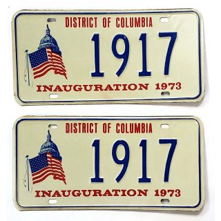 1973 Richard Nixon Inauguration License Plate Matching Set