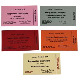 1977 Jimmy Carter Inaugural Ticket Set of 5 Different