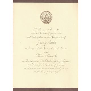 Jimmy Carter Inaugural Invitation