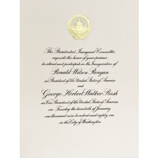 1981 Ronald Reagan & George Bush Official Souvenir Invitation