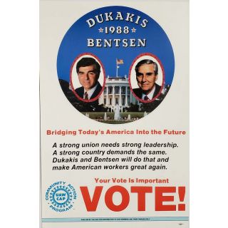 Dukakis Union Support Poster