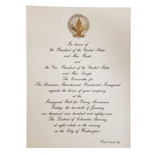 Inaugural Ball Invitation George H.W. Bush