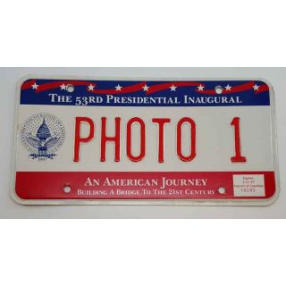 1997 Bill Clinton Inauguration License Plate