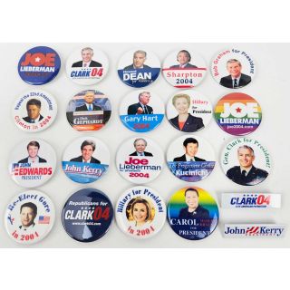 2004 Set of 21 Democratic Hopefuls Campaign Buttons