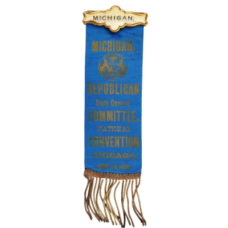 1880 Rare Republican National Convention, MIchigan State Committee Badge -James Garfield