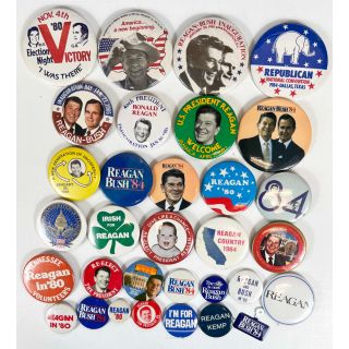1980-1985 Ronald Reagan Campaign & 33 Different Inauguration Day Buttons