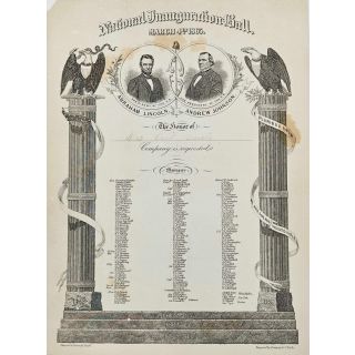1865 Scarce Abraham Lincoln Inaugural Ball Invitation 