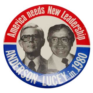 1980 Anderson Lucey New Leadership 3rd Party Button