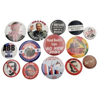 Collection of 15 Anti George Bush button