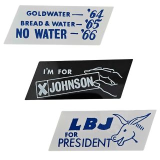 1964 3 Different Lyndon Johnson Campaign Slogans - Unusual Buttons Pins