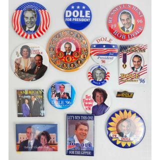 1996 Bob & Elizabeth Dole Campaign Button Set of 15 Different
