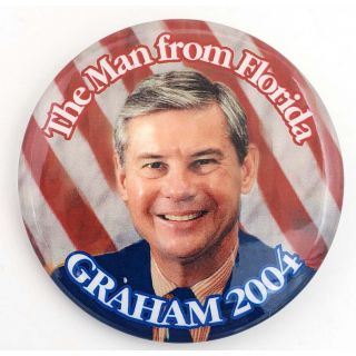 2004 Democart Bob Graham Florida for President Pinback Button