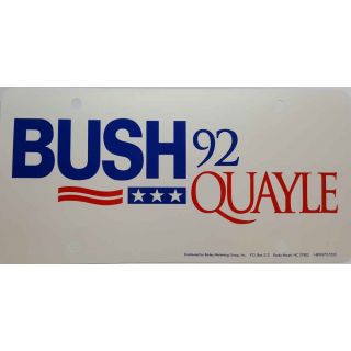 Bush Quayle 92 License Plate Political