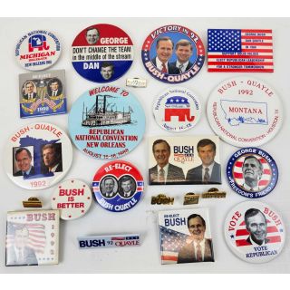 1988-92 George Bush & Dan Quayle Campaign and Convention Buttons & Pins  (22)