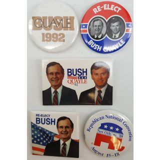 Good Group of 5 George Bush Campaign Buttons