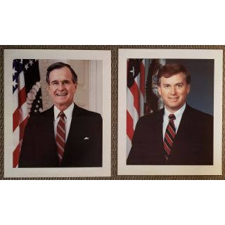 1989 George Bush & Dan Quayle Large Official Portrait Photos