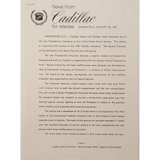 Cadillace Presidential Limousine Press Release