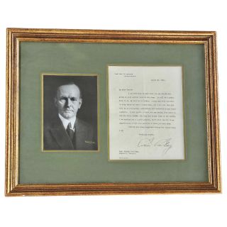 1924 Calvin Coolidge Framed & Signed Letter as President With Good Content