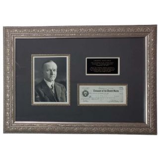 1926 Rare Calvin Coolidge Signed Presidential Paycheck Superbly Framed