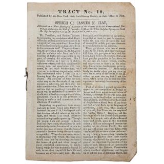 1843 Texas Statehood Opposition &  Anti-Slavery Speech by Abolitionist Cassius M Clay