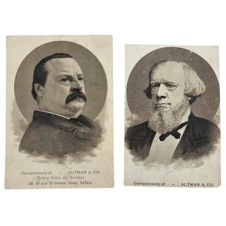 1888 Grover Cleveland & Allen Thurman Altman & Co Campaign Cabinet Cards Buffalo NY