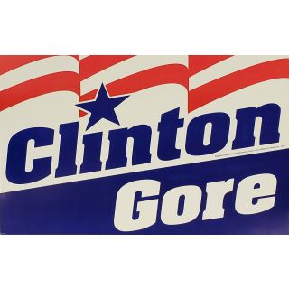 1996 Clinton Gore California Democratic Party Campaign Poster Sign