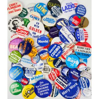 Big New York Campaign Button & Pin Collection of 70 Different