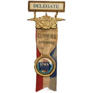 1916 Scarce Republican National Convention Delegate Badge - (Albert Cummins)