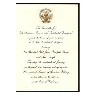 Dan Quayle Inaugural invitation
