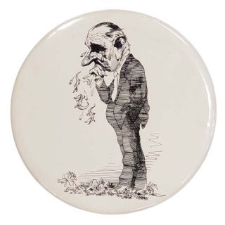 1966 Anti Lyndon Johnson 6" Caricature Button By David Levine