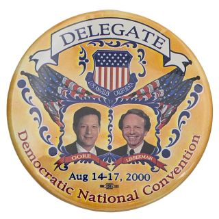 2000 Delegate Democratic Convention Gore Lieberman Campaign Button