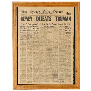 Classic & Scarce Dewey Defeats Truman Original & Authentic Newspaper Framed