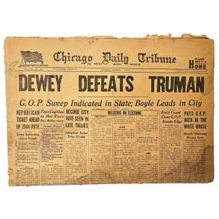 Original and Increasingly Scarce Classic Dewey Defeats Truman Newspaper 